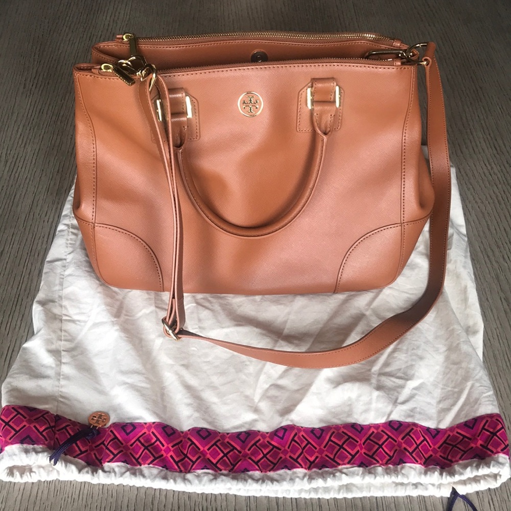 Tory Burch Camel Leather Tote